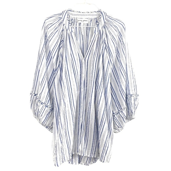 APIECE Apart Stripe Mitte Top Blouses in White / Blue - Picture 8 of 11